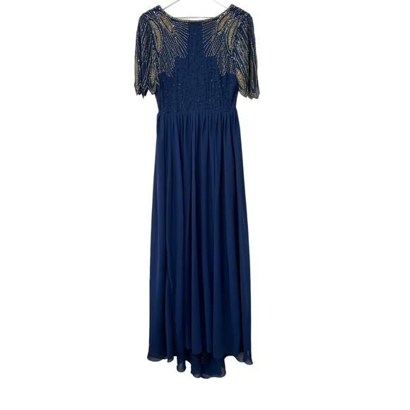 ASOS Virgos Lounge Lena Navy Beaded Maxi Dress Size 6 - Picture 3 of 16